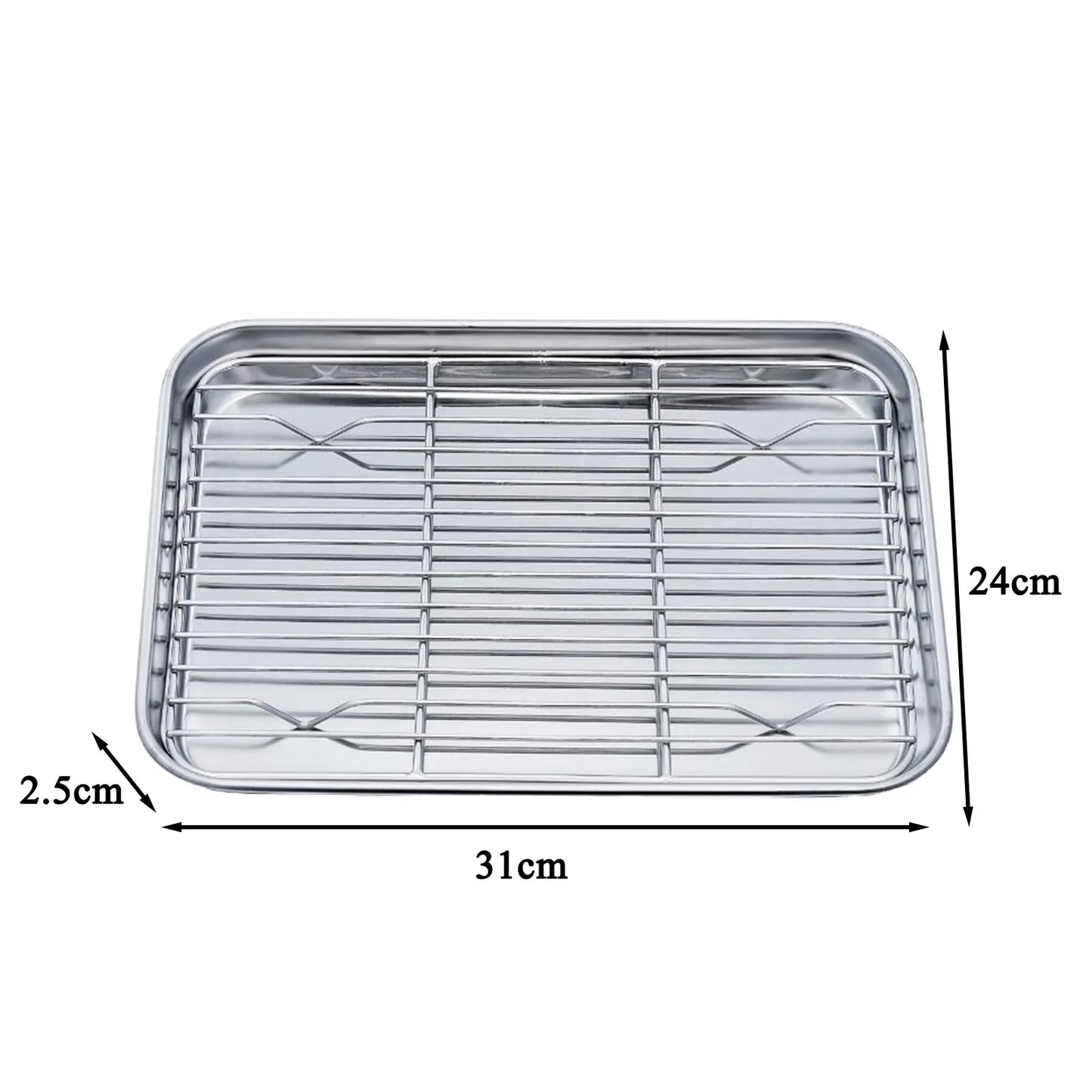 Stainless Steel Baking Tray with Removable Cooling Rack – Non-Toxic Oven & BBQ Sheet Pan, Dishwasher Safe