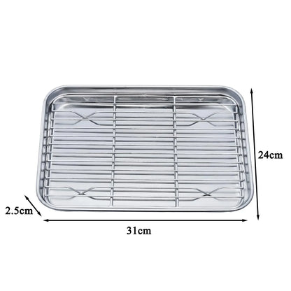 Stainless Steel Baking Tray with Removable Cooling Rack – Non-Toxic Oven & BBQ Sheet Pan, Dishwasher Safe