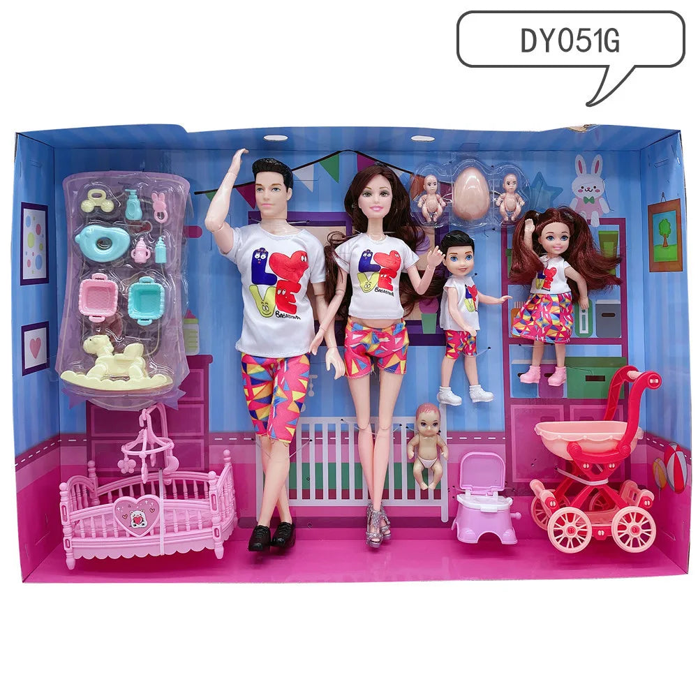 Doll Accessories Family Set – Baby, Pregnant Mom & Father Dolls for Christmas & Birthday Toy Gifts, No Color Box