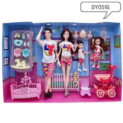 Doll Accessories Family Set – Baby, Pregnant Mom & Father Dolls for Christmas & Birthday Toy Gifts, No Color Box