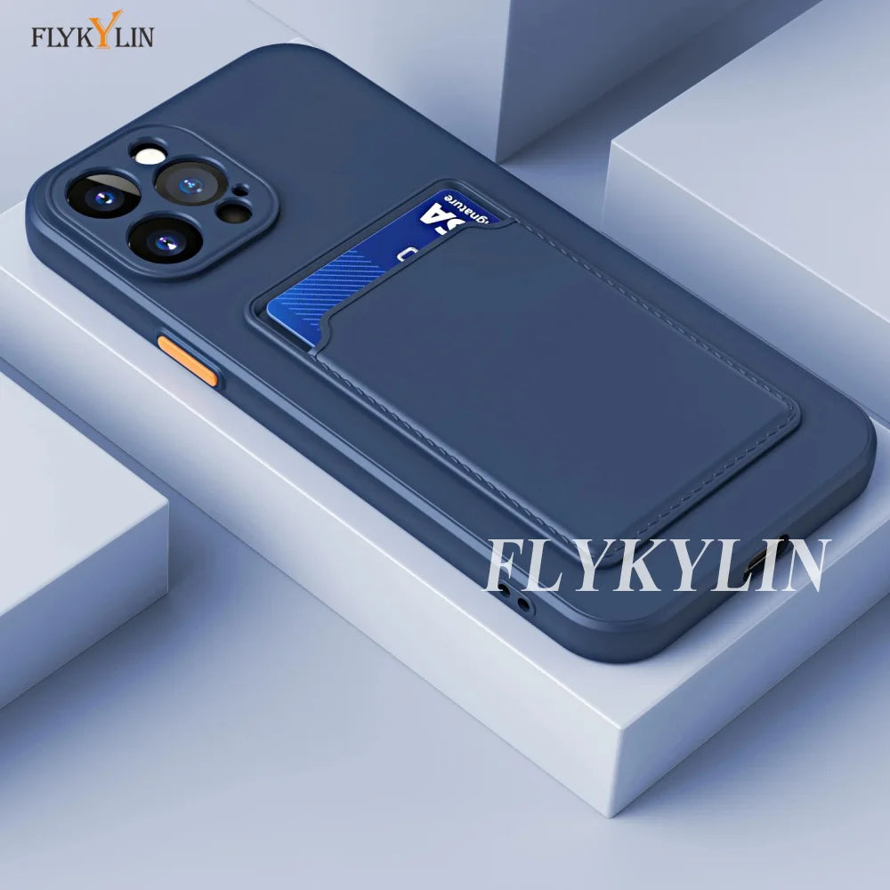 Luxury Soft Silicone Wallet Case with Card Slot, Protective Phone Cover for iPhone 17, 16, 15, 14, 13, 12, 11 Pro Max, Plus, Air & 16E