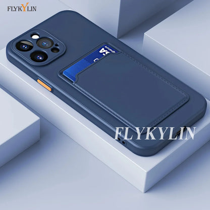 Luxury Soft Silicone Wallet Case with Card Slot, Protective Phone Cover for iPhone 17, 16, 15, 14, 13, 12, 11 Pro Max, Plus, Air & 16E