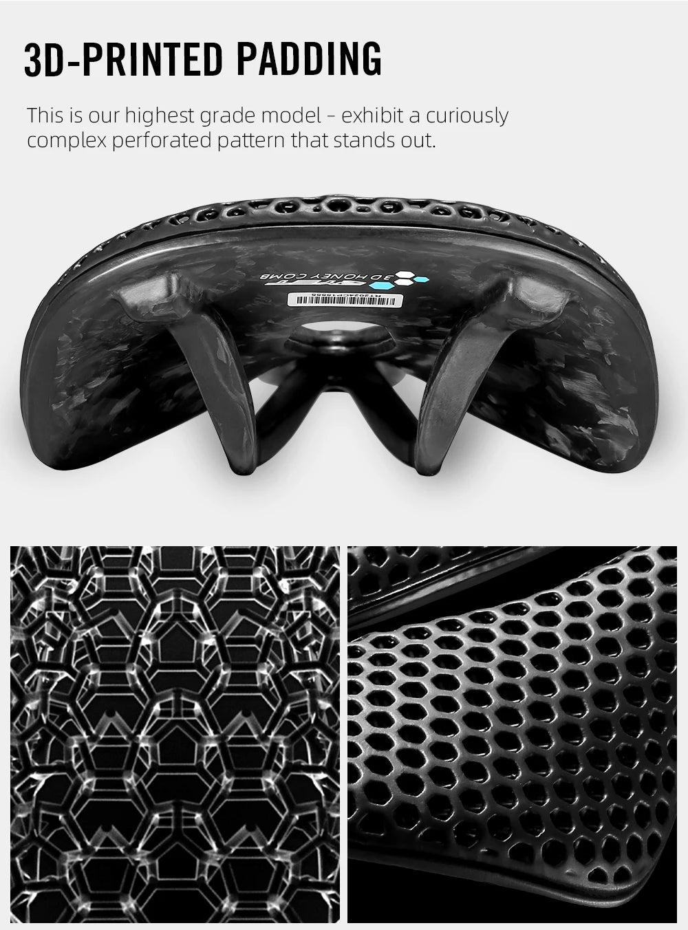 RYET 3D Printed Carbon Bike Saddle — 140/143mm Lightweight Road & MTB Cycling Seat with EVA Cushion