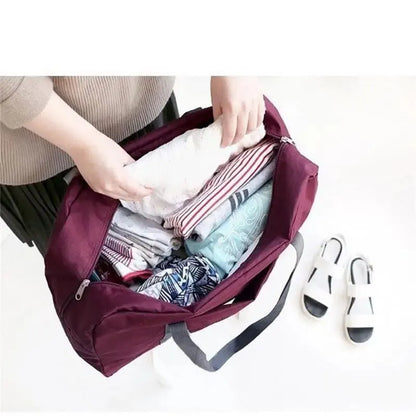 Multifunctional Folding Travel Bag: Red/Navy/Green Single Shoulder Hand Luggage with Large Capacity - Waterproof Storage