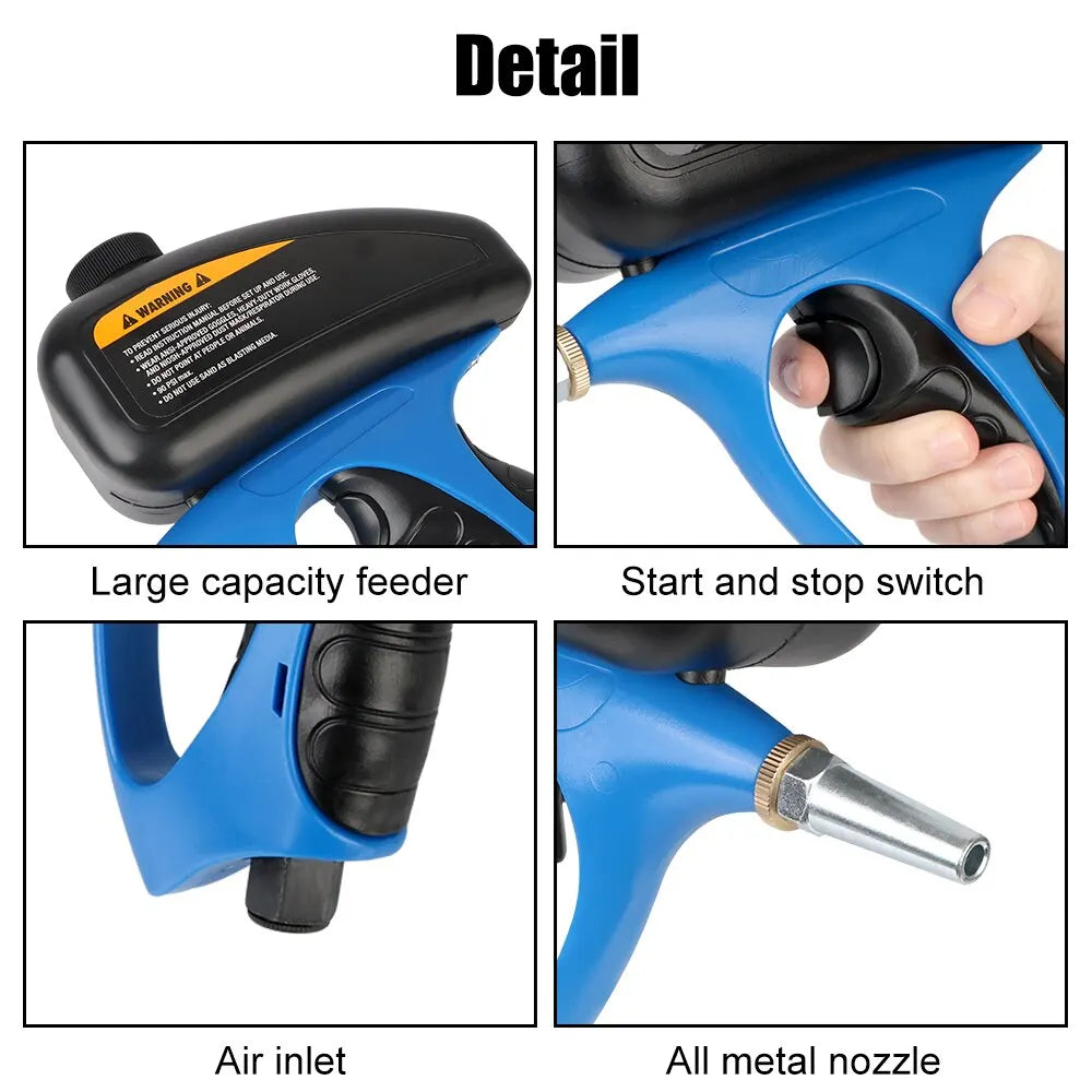 Handheld Gravity Blaster 90PSI – Portable Pneumatic Sand & Paint Sprayer | High-Pressure Rust Protection Air Gun