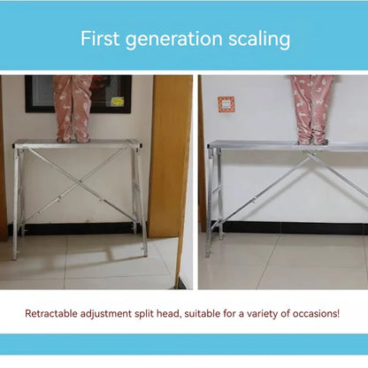 Telescopic Folding Step Stool Scaffolding Ladder – Thickened Multifunctional Adjustable Engineering & Indoor Work Platform for Decoration & Home Use
