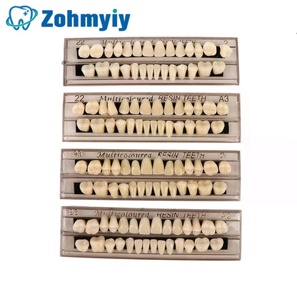 28-Piece Resin Denture Teeth Shade Guide Set, 3D Dental Color Comparator for Teeth Whitening & Dental Plate Matching Tool