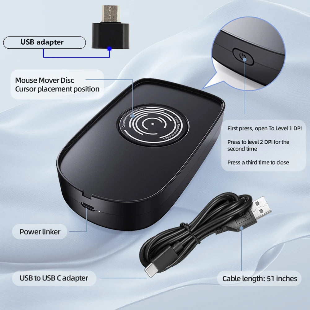 Undetectable Mouse Jiggler 5V 1A – Wired & Wireless Mouse Mover for PC, Keeps Computer Active & Awake
