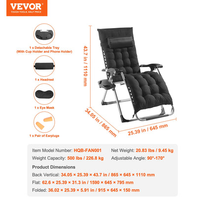 SucceBuy Zero Gravity Recliner Chair – Adjustable Anti-Gravity Lounge with Cushion, Footrest & Cup Holder