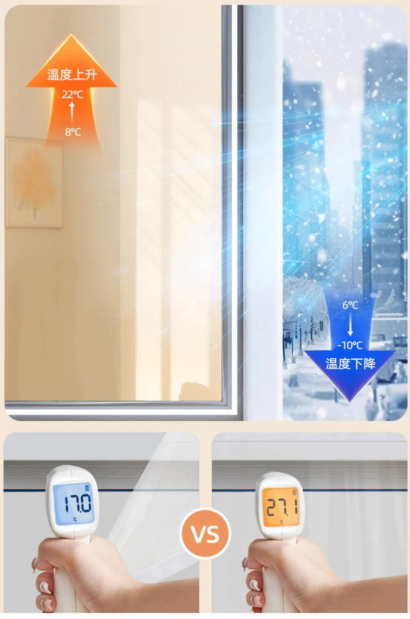 Winter Insulated Window Curtains – Thick Transparent Plastic, Windproof & Cold-Proof Sealing Screens