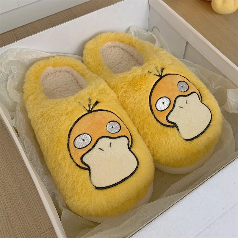 Genuine Pokémon Snorlax Plush Slippers – Warm Autumn & Winter Anime Cotton Footwear for Men & Women