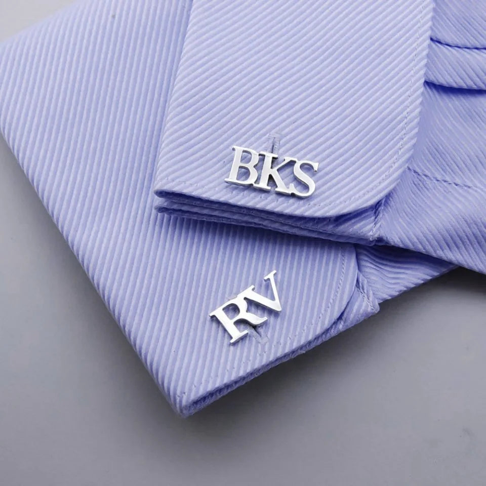 Customized Men's Cufflinks - Personalized Name Letter Stainless Steel Shirt Cuff Button Jewelry Gift