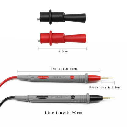 Universal Digital Multimeter Test Leads with Alligator Clips - Soft Silicone Needle-Tip Probes for LED Testing