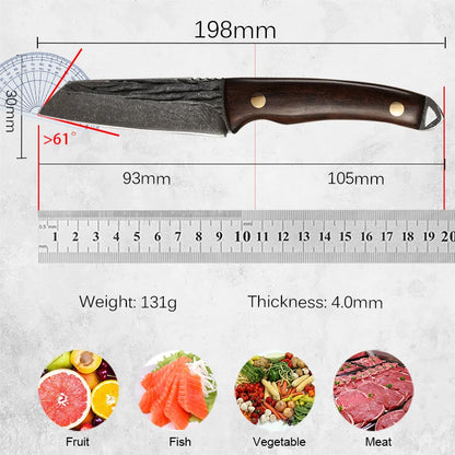 Handmade Forged Stainless Steel Chef Knife - Boning, Fishing, Meat Cleaver & Butcher Knife for Kitchen Use