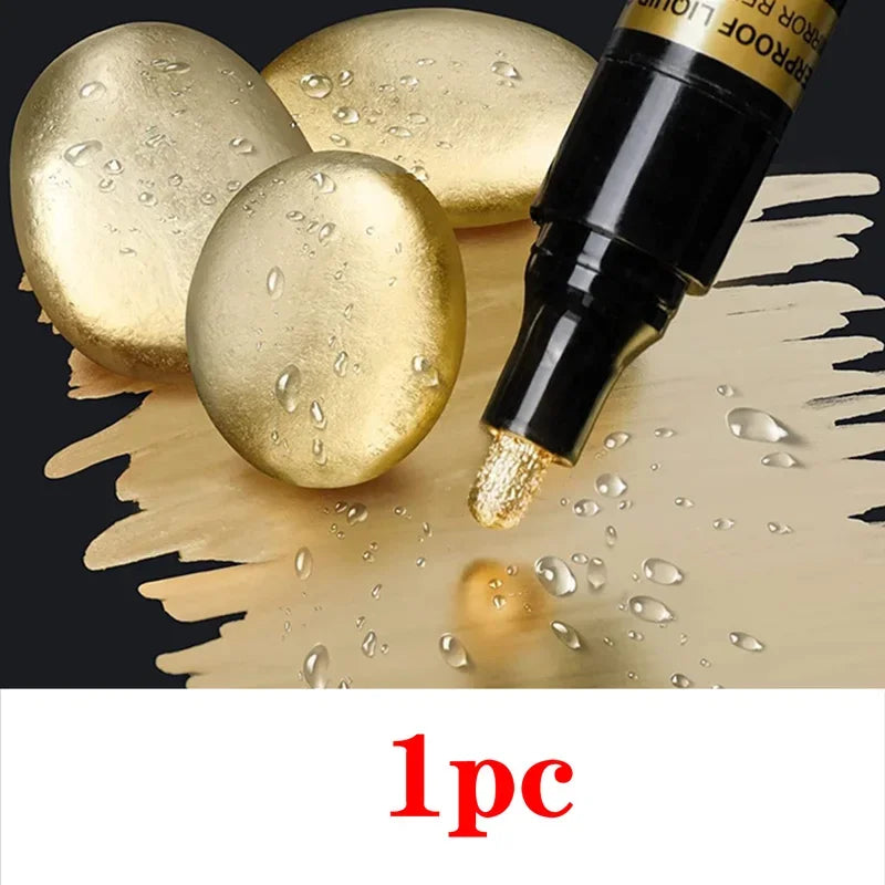 3/2/1PCS Chrome Mirror Marker Pen 2mm – DIY Gold & Silver Permanent Paint Pen for Touch-Up, Model Painting & Marking