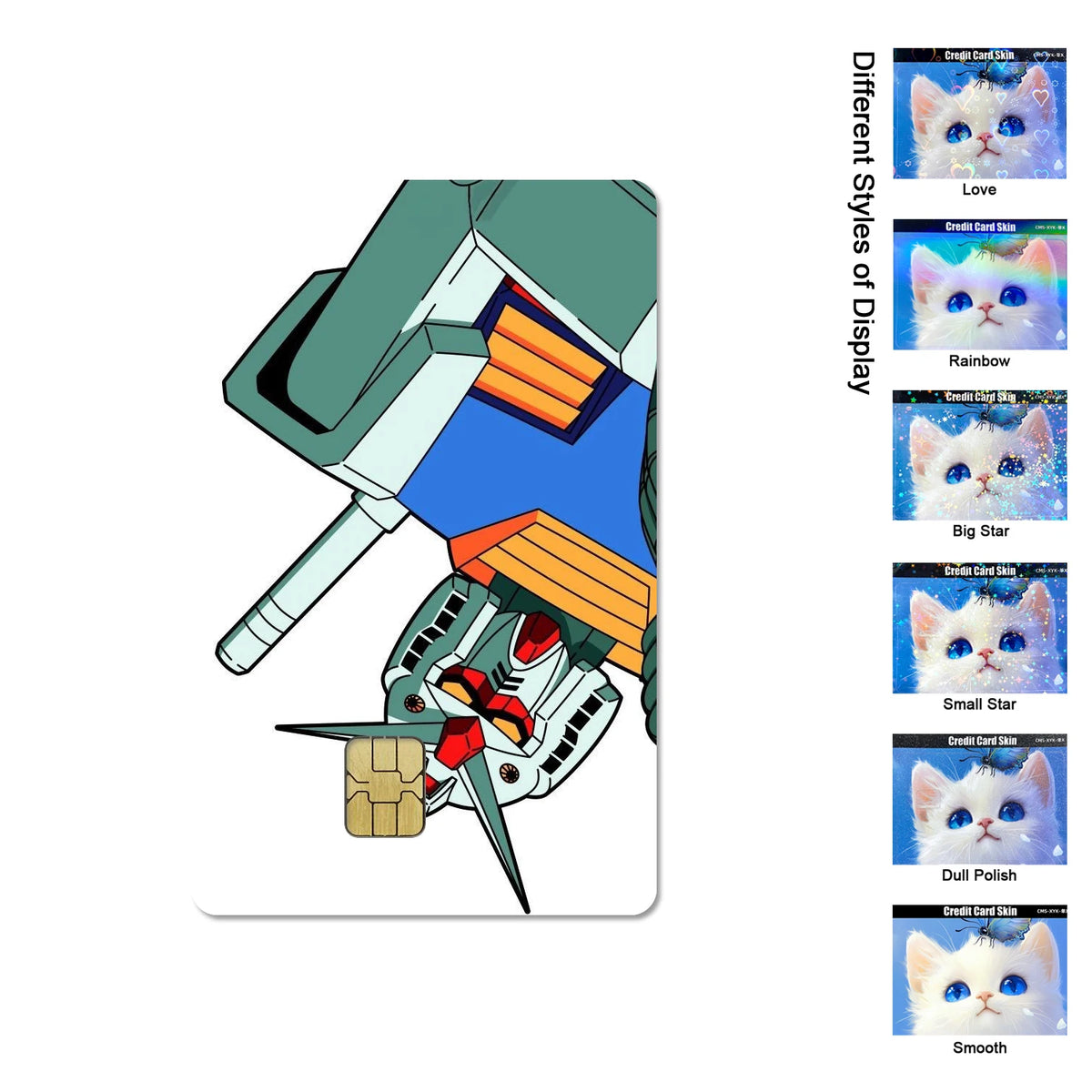 Gundam RX-78-2 & ZGMF-X19A Card Stickers - 2.5D HD Matte Waterproof PVC Skins for Credit and Debit Cards