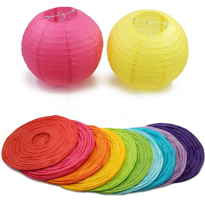 Round Paper Lanterns for Birthday Wedding Party Decor, DIY Hanging Lampion Balls, 4/6/8/10/12/14/16 Inch Craft Supplies