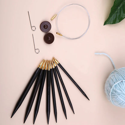 Sandalwood Handle Circular Knitting Needles — Double-Pointed Weaving Needles for DIY Sweaters, Hats & Crafts