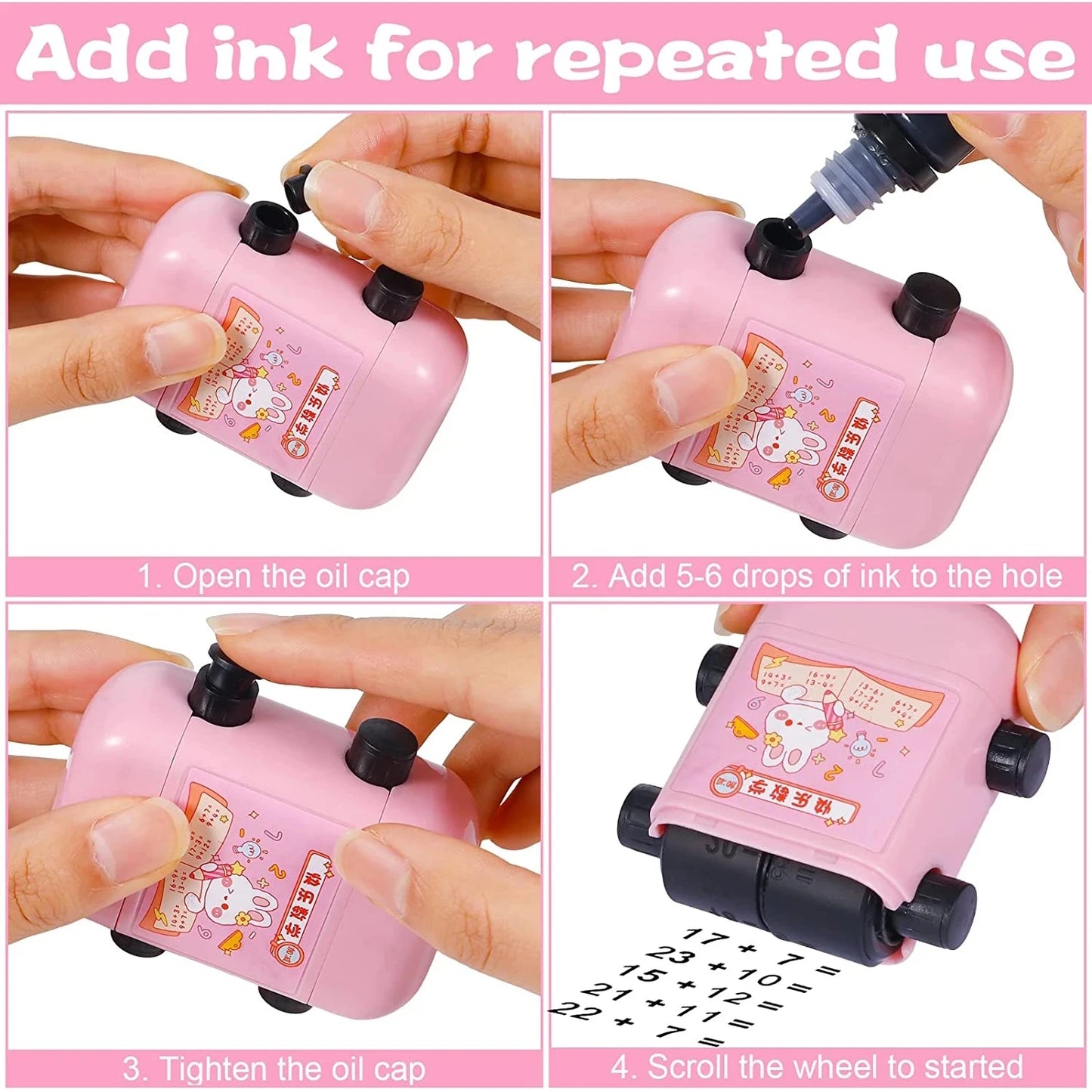 2-in-1 Teaching Stamp: Fill-In-The-Blank & Math Roller - Reusable Design for Digital Math Practice up to 100
