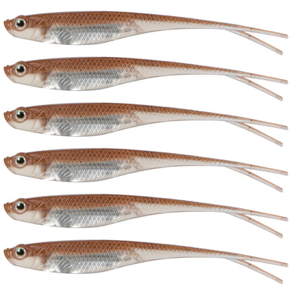 Dr.Fish 5/6pcs Soft Fishing Lures — Saltwater Silicone Fork Tail Drop Shot Baits for Bass, Trout, Pike, Walleye, Weedless
