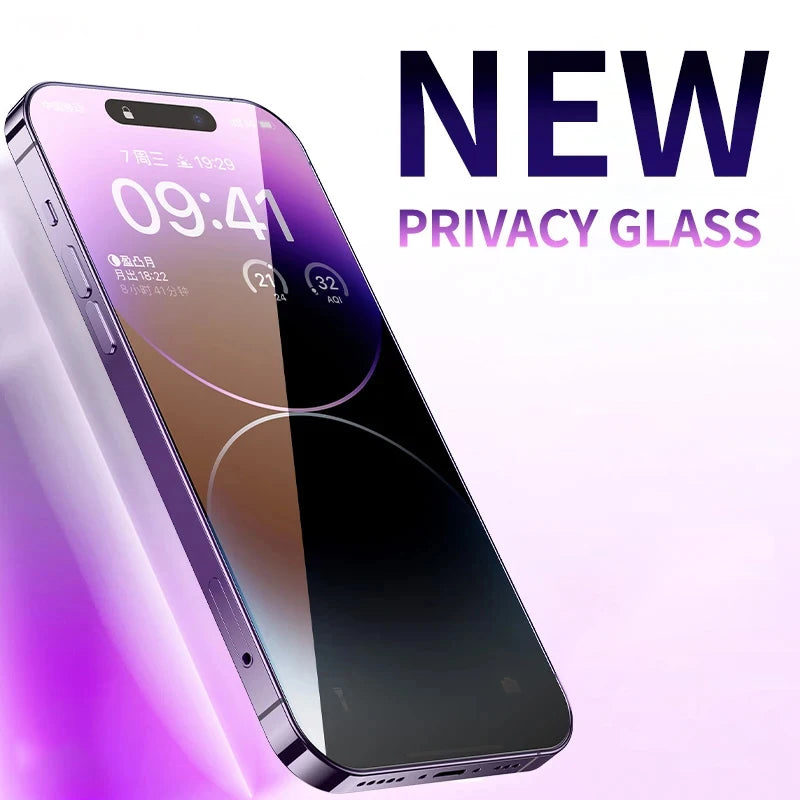 1–3PCS Anti-Blue Light Privacy Screen Protector – Tempered Glass for iPhone 11–15 Series, Eye Protection & Clear Display