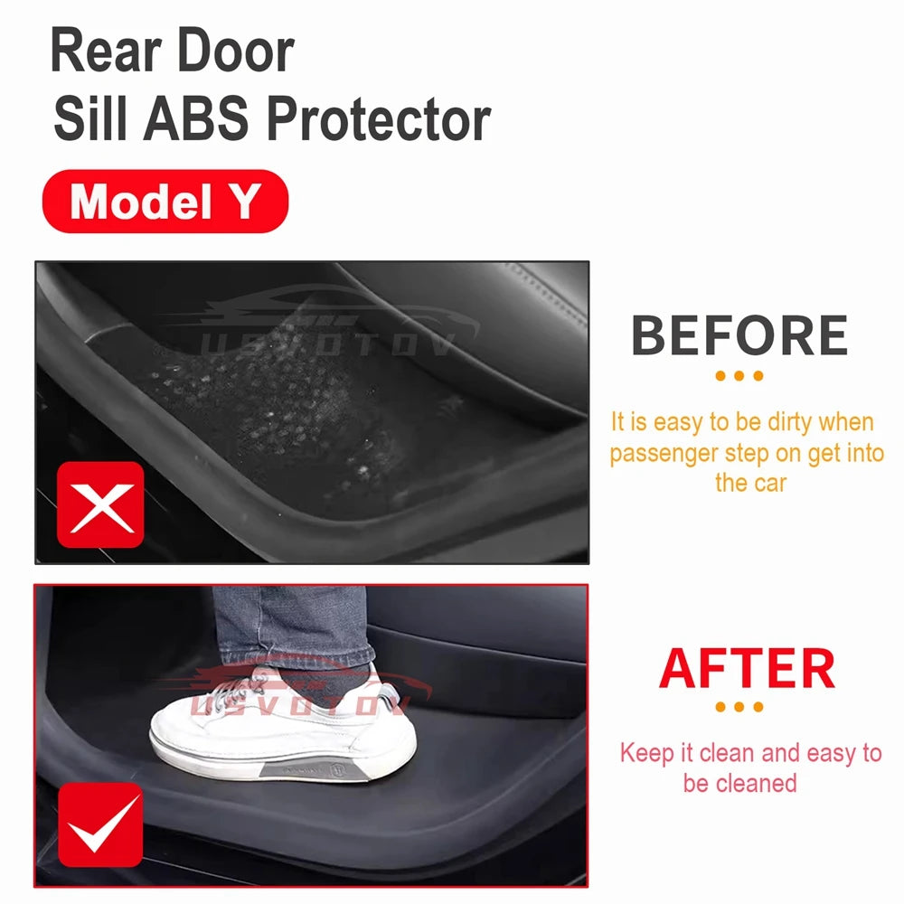 Rear Door Sill Protective Pad for Tesla Model Y – Anti-Kick Threshold Guard Cover Strip, Original Fit Accessories