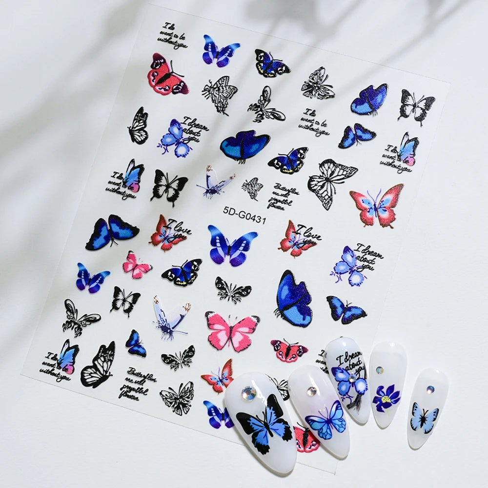 5D Macaron Nail Stickers - Embossed Flower, Fruit, Bear & Rabbit Charms for Summer DIY Manicure Decoration