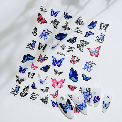 5D Macaron Nail Stickers - Embossed Flower, Fruit, Bear & Rabbit Charms for Summer DIY Manicure Decoration