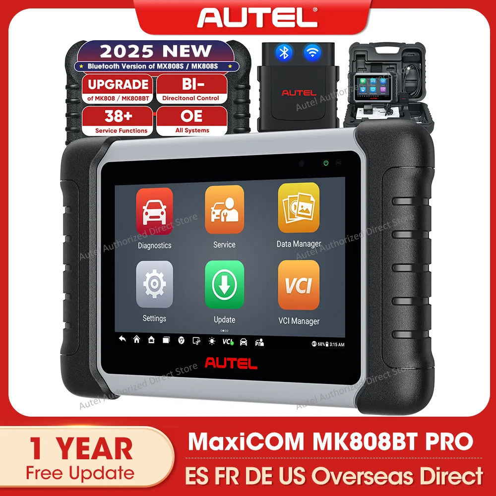 Autel MaxiCOM MK808BT PRO OBD2 Scanner – Bluetooth Car Diagnostic Code Reader, PK MK808KBT/MK808S