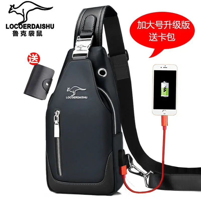 Men's Waterproof Oxford Chest Bag – Korean Style Casual Sport Crossbody Shoulder Messenger Bag
