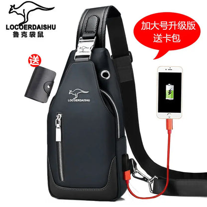 Men's Waterproof Oxford Chest Bag – Korean Style Casual Sport Crossbody Shoulder Messenger Bag