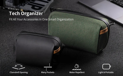 PGYTECH Waterproof Tech Organizer Pouch – Small Electronics Bag for Cables, Phones & Batteries