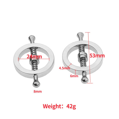 Stainless Steel Adjustable Nipple Clips — Erotic Breast Stimulation, Bondage Restraint Fetish BDSM Sex Toy for Women