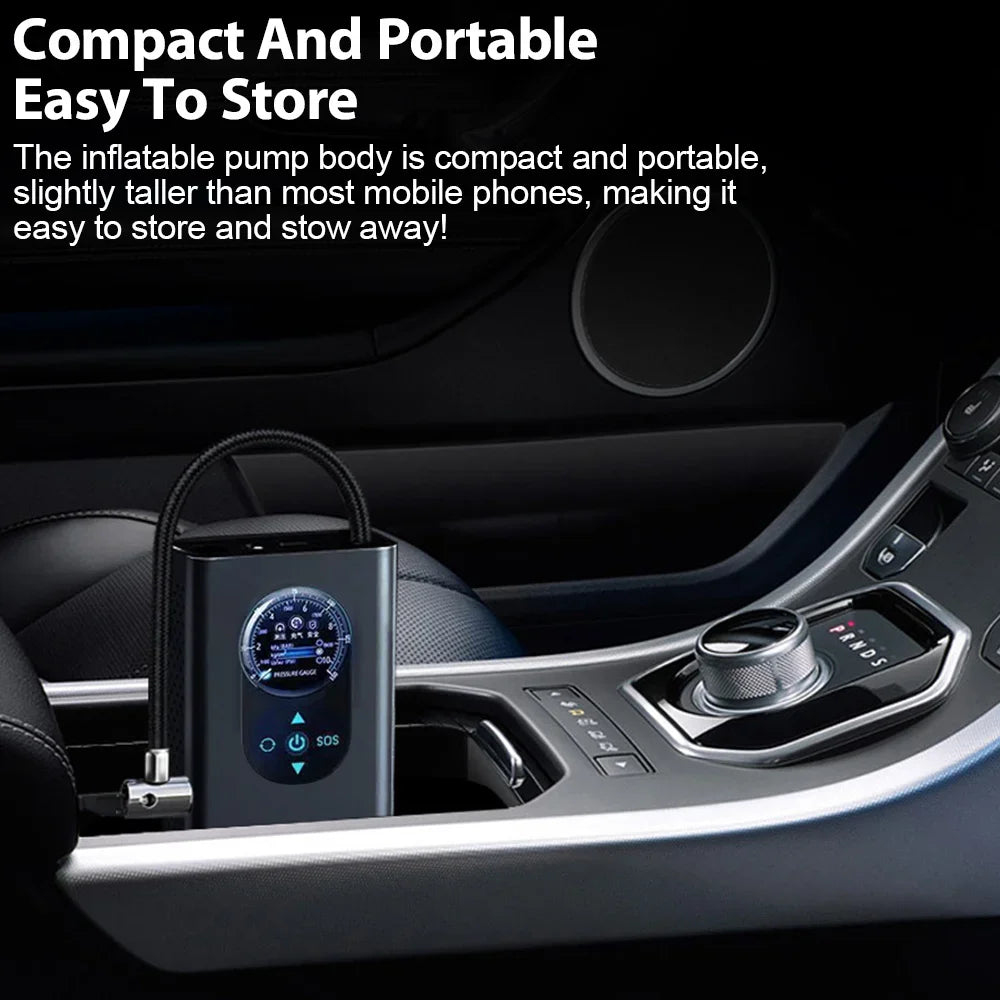 Rechargeable Air Pump – Portable Tire Inflator with Digital Display, Cordless Compressor for Car Tires, Bicycles, and Balls