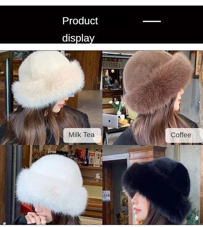 Mongolian Hat for Women – Cotton, Warm, Eye-Catching, Versatile Ear Protection, Water-Resistant Plush Basin Hat