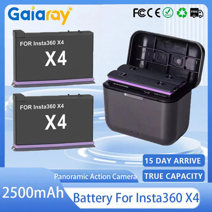 Insta360 X4 Battery 3.85V 2500mAh – Rechargeable Li-ion with Fast Charging Case & Storage Box for 360 Panoramic Action Cameras