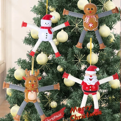 1–4pcs Retractable Santa Claus Toys – Christmas Decompression Toys Featuring Santa, Snowman, Elk & Gingerbread