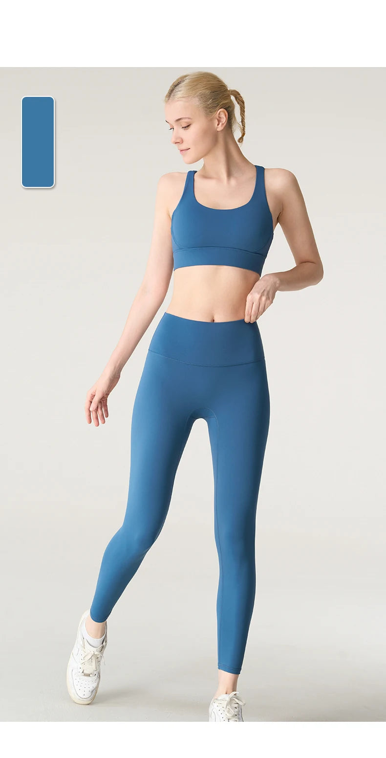 2-Piece Women’s Yoga Tracksuit – Athletic Pilates Fitness Set with Push-Up Sports Bra & Leggings for Gym Workouts