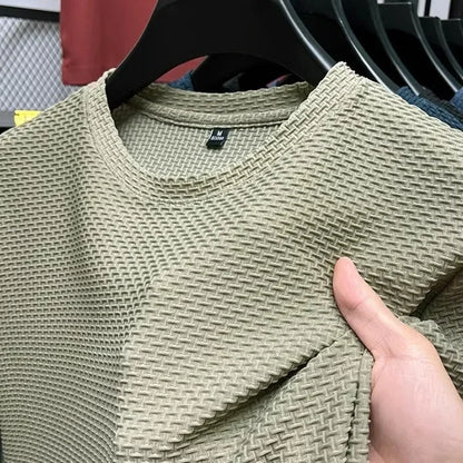 Men's Slimming Bamboo Ice Silk Mesh T-shirt - Casual Summer Short Sleeve Top for Men