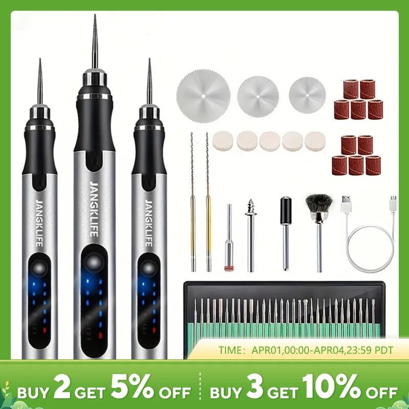 Mini USB Cordless Rotary Tool Kit for Woodworking & Engraving - Portable Jewelry Metal Glass DIY Wireless Drill