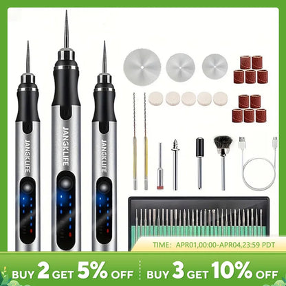 Mini USB Cordless Rotary Tool Kit for Woodworking & Engraving - Portable Jewelry Metal Glass DIY Wireless Drill