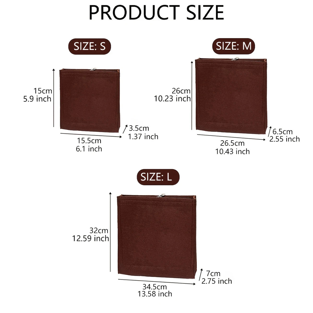 Vertical Tote Insert Organizer — Felt Liner with Pockets for Wallets, Cosmetics & Handbag Storage