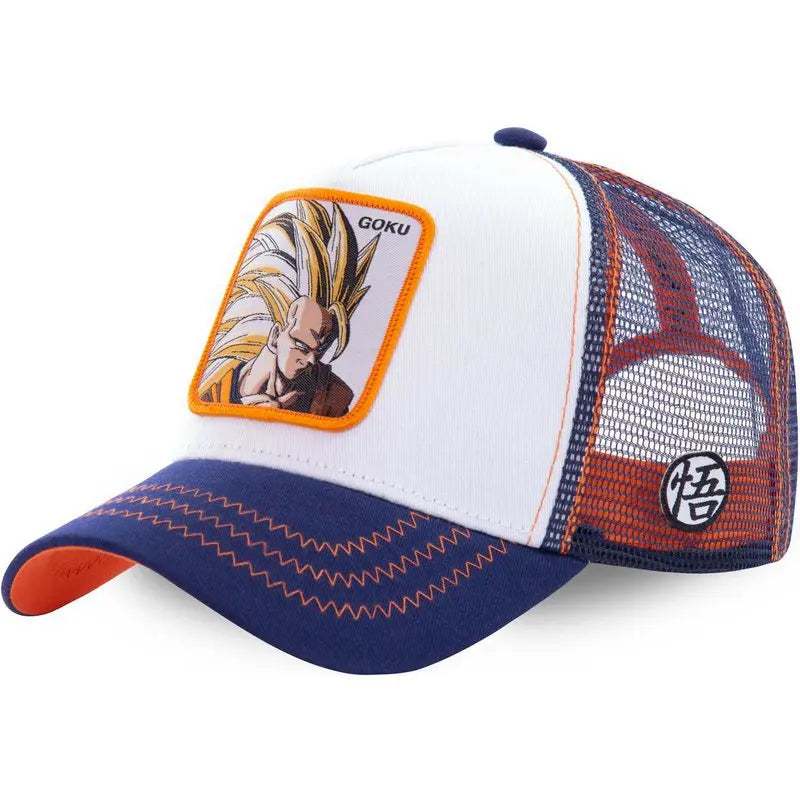 Dragon Ball Son Goku Embroidered Cap - Adjustable Hip Hop Trucker Mesh Sun Visor Hat for Men & Travel