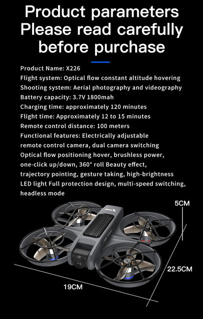 X266 Mini RC Drone – 8K HD Dual Camera, 6-Axis Headless Quadcopter with 360° Flip, Remote Control Helicopter Toy for Boys