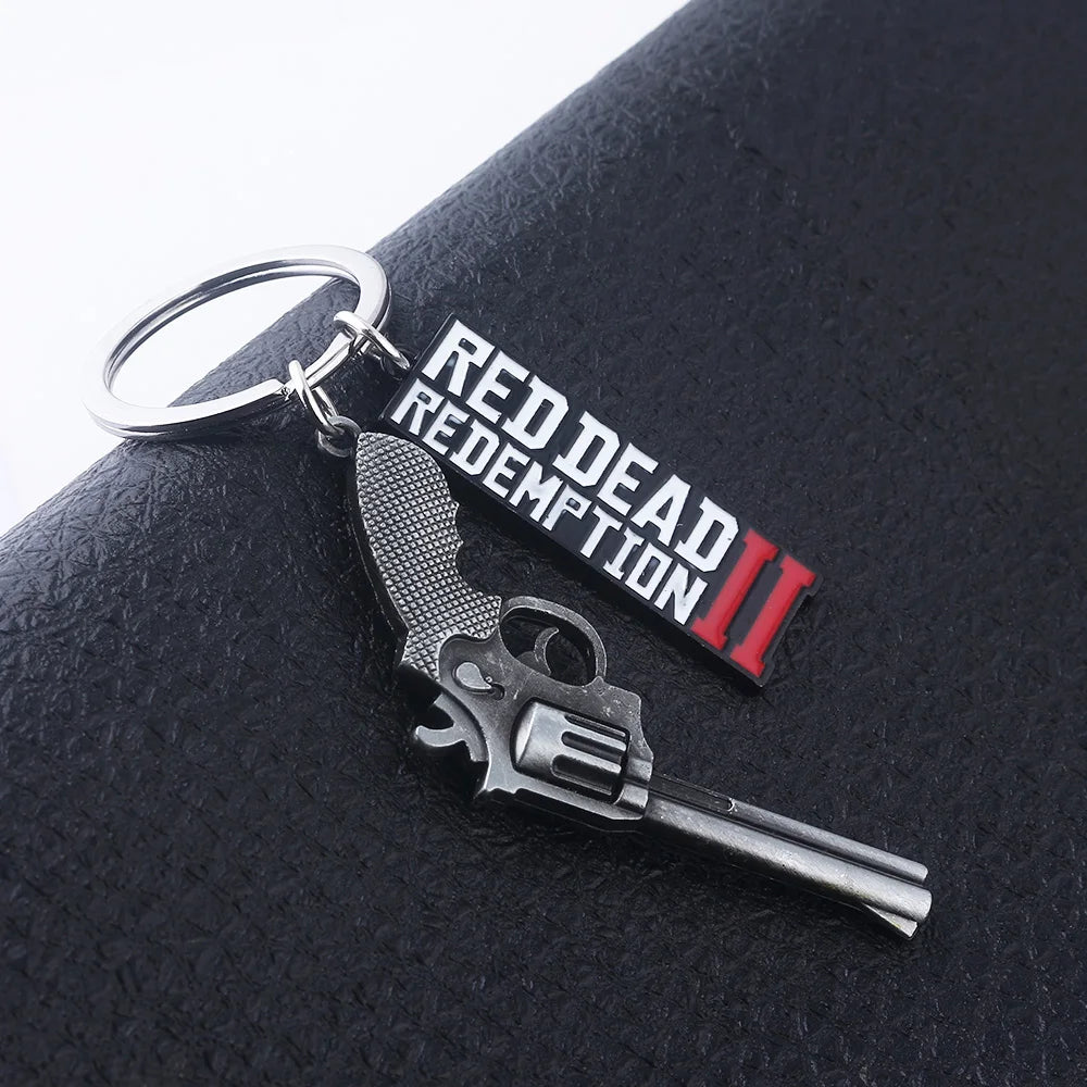 Red Dead Redemption 2 Arthur Morgan Revolver Keychain - Game-Inspired Bag Charm and Cosplay Gift for Fans