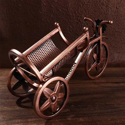 Creative Metal Wine Rack – European Retro Tricycle Bike Design for Wine Display, Storage Organizer Shelf, Kitchen & Home Decor