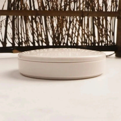 Imitation Porcelain Round Paint Palette with Lid – White Acrylic & Watercolor Tray for Artists