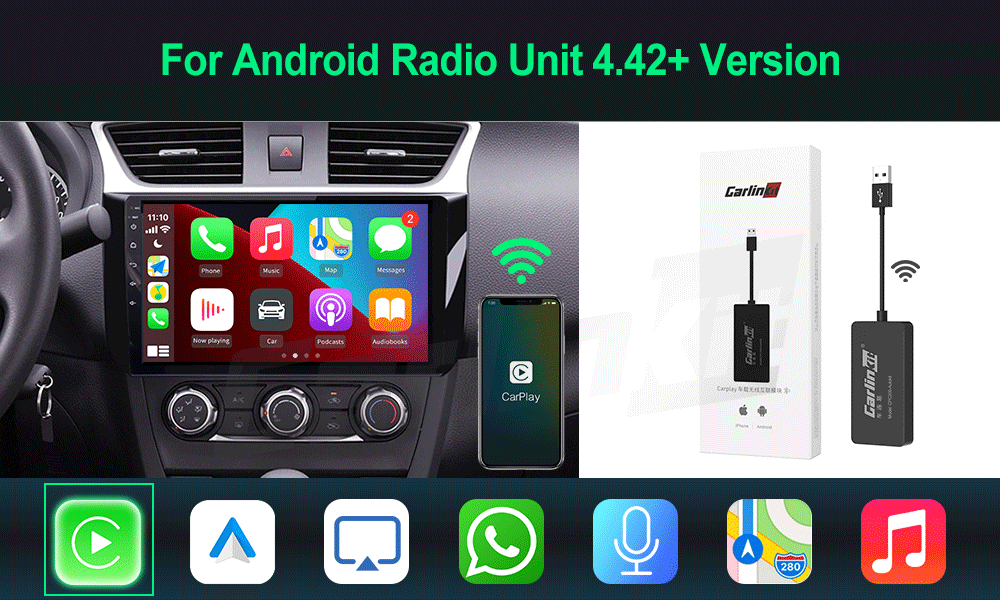 CarlinKit Wireless CarPlay & Android Auto USB Adapter – Wireless Dongle for Car Multimedia, MirrorLink, Waze & Spotify