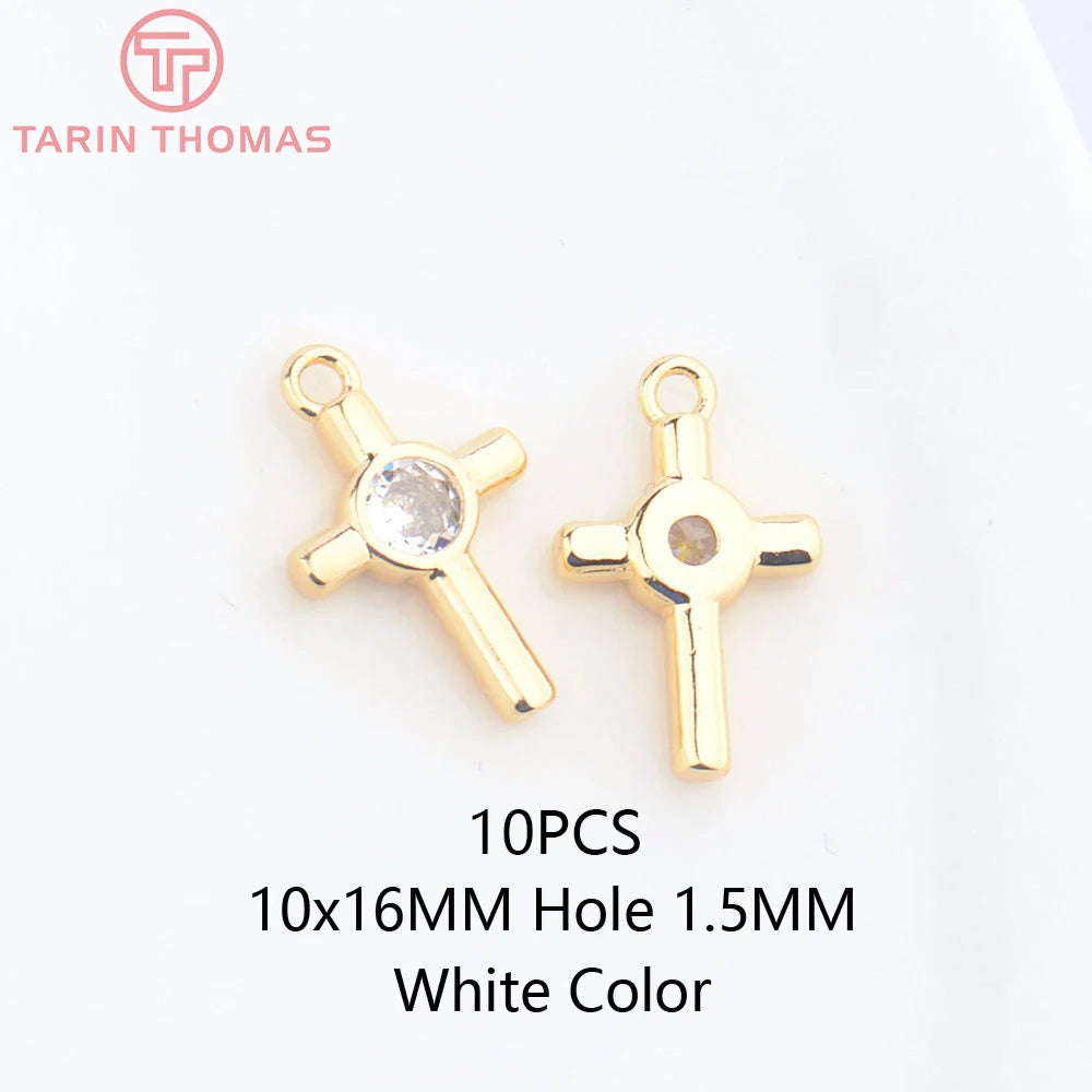 24K Champagne Gold Cross Charms - Small Brass DIY Jewelry Pendants & Craft Accessories