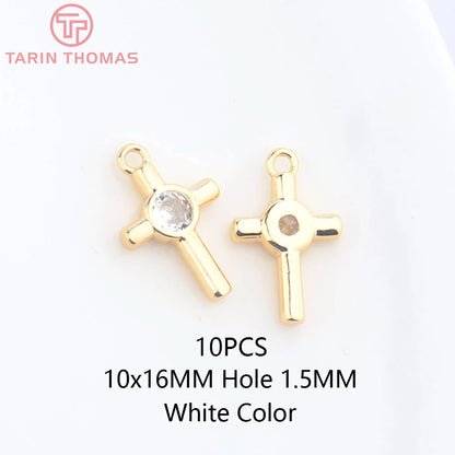 24K Champagne Gold Cross Charms - Small Brass DIY Jewelry Pendants & Craft Accessories